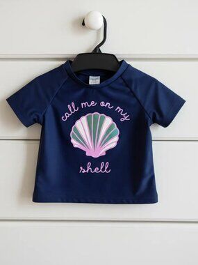 OshKosh B'Gosh "Call Me On My Shell" Short Sleeve Rash Guard Swim 24 Months